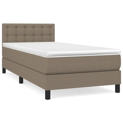 Boxspring met matras stof taupe 90x200 cm 90 x 200 cm Knopen