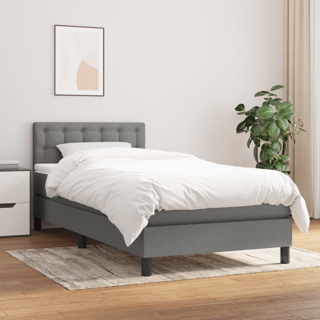 Boxspring met matras stof donkergrijs 100x200 cm