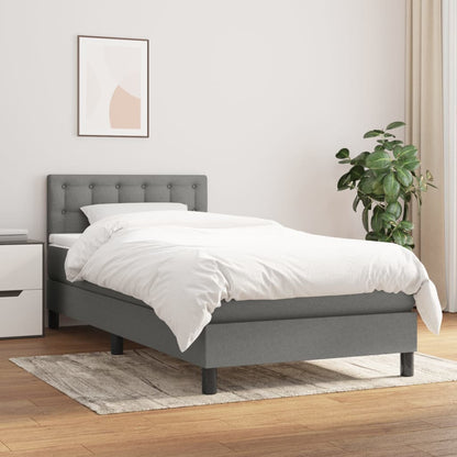 Boxspring met matras stof donkergrijs 100x200 cm
