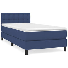 Boxspring Met Matras Stof Blauw 100 x 200 cm Knopen
