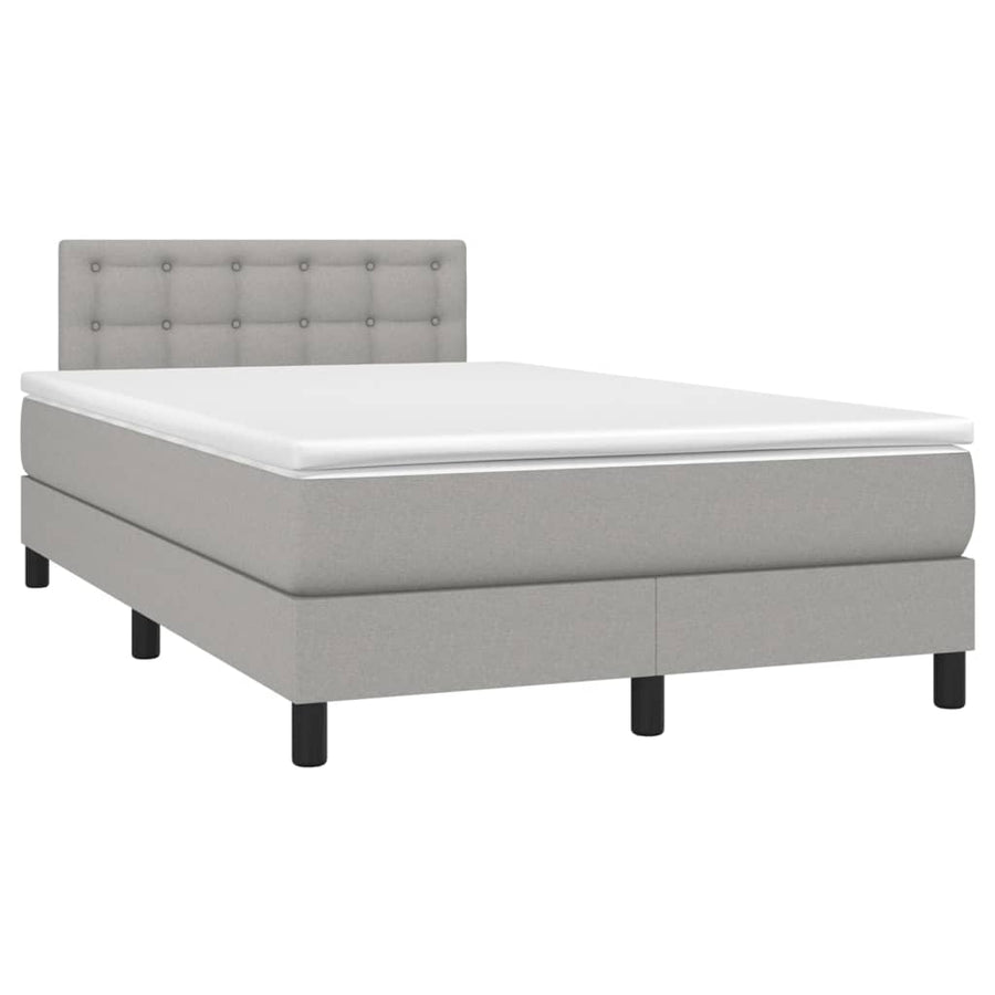 Boxspring Met Matras Stof Lichtgrijs 120 x 200 cm Knopen