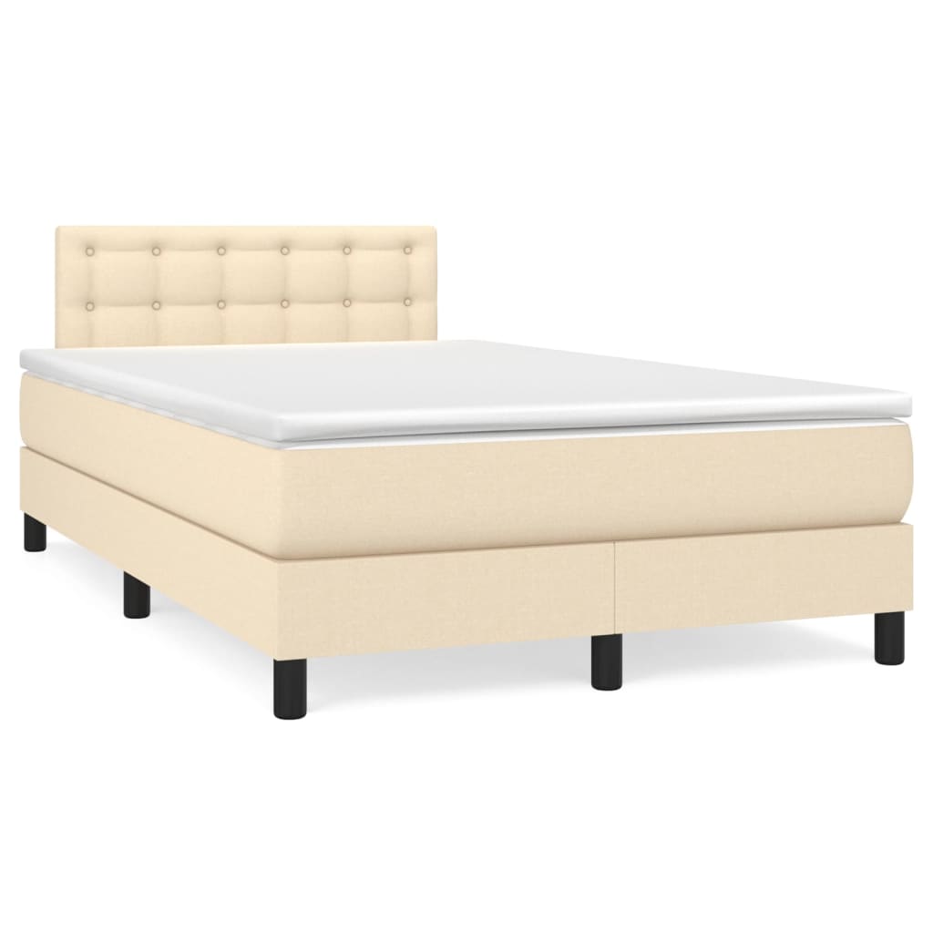 Boxspring Met Matras Stof Kleurig Crème 120 x 200 cm Knopen