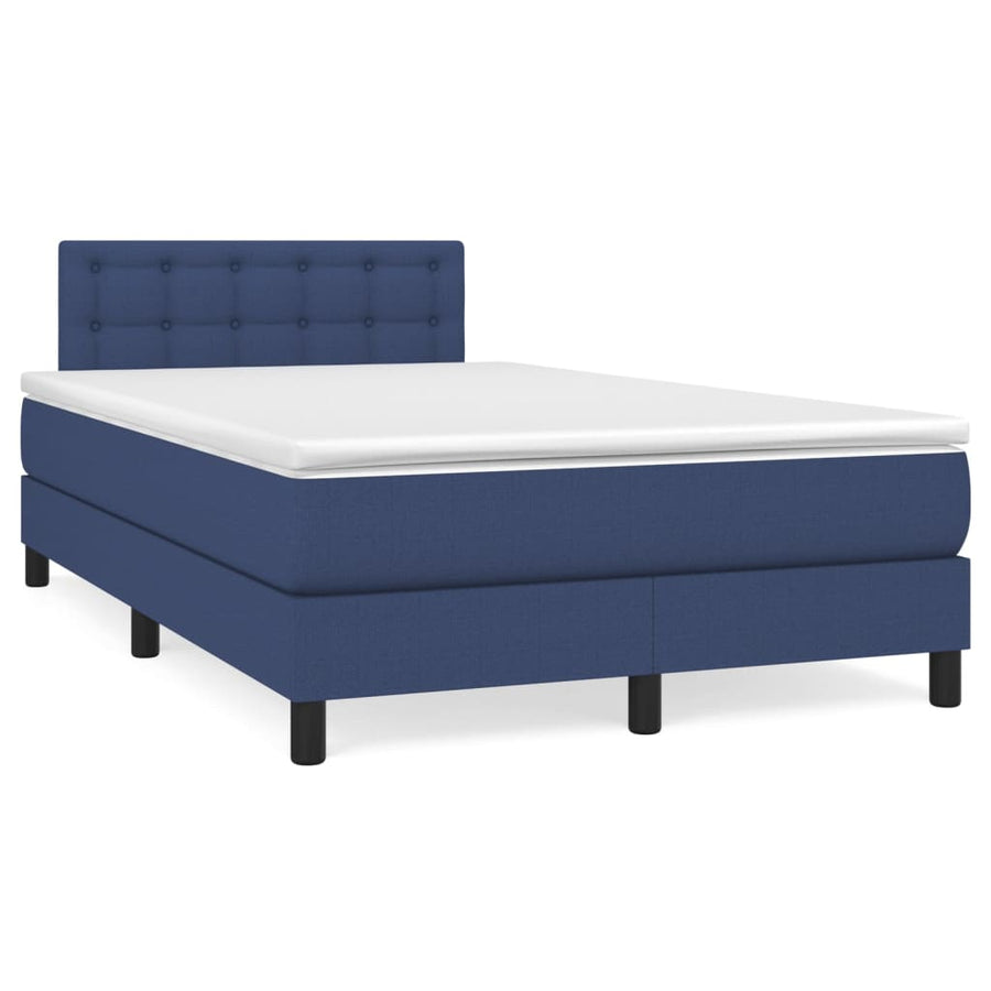 Boxspring Met Matras Stof Blauw 120 x 200 cm Knopen