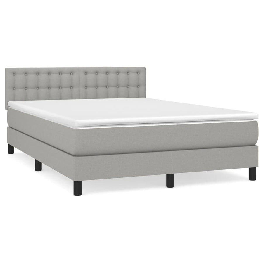 Boxspring Met Matras Stof Lichtgrijs 140 x 190 cm Knopen
