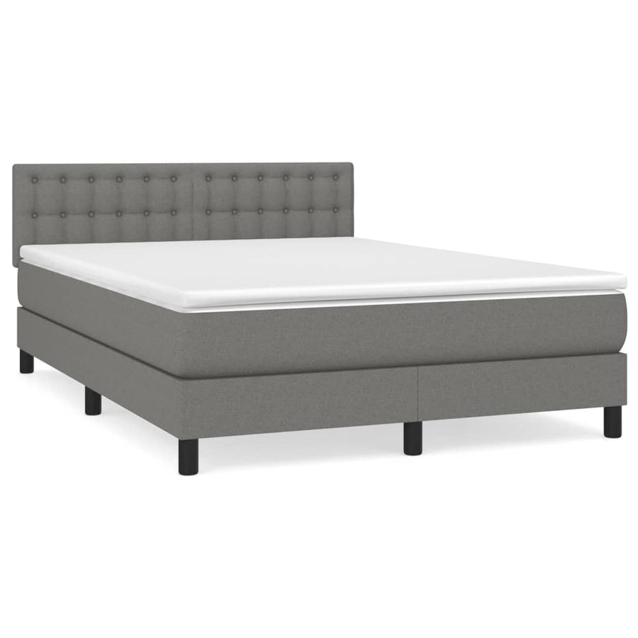 Boxspring Met Matras Stof Donkergrijs 140 x 190 cm Knopen