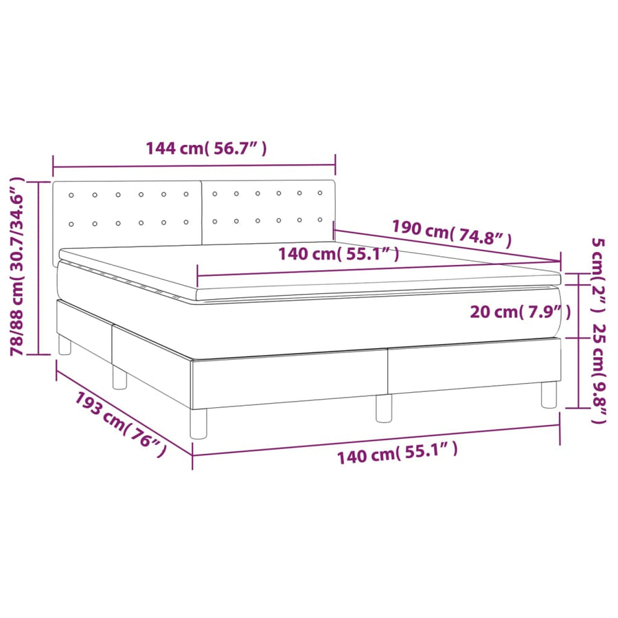 Boxspring met matras stof taupe 140x190 cm 140 x 190 cm Taupe