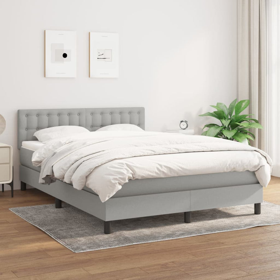 Boxspring Met Matras Stof Lichtgrijs 140 x 200 cm Knopen