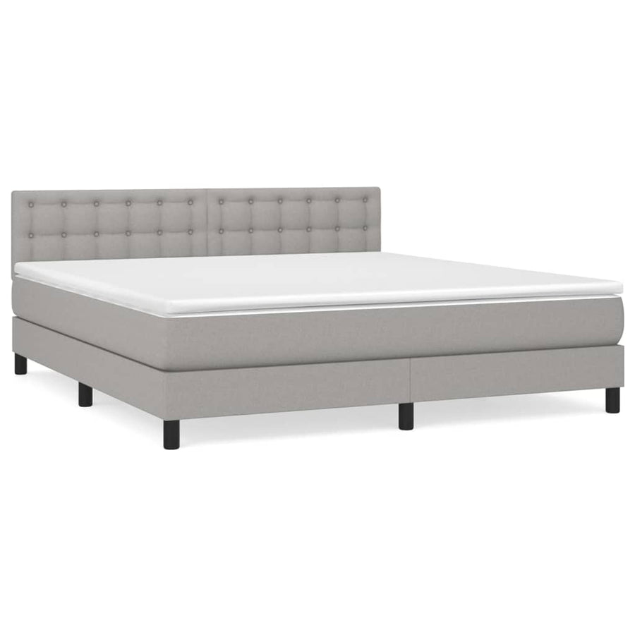 Boxspring Met Matras Stof Lichtgrijs 160 x 200 cm Knopen