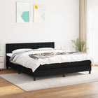 Boxspring Met Matras Stof Zwart 160 x 200 cm Knopen