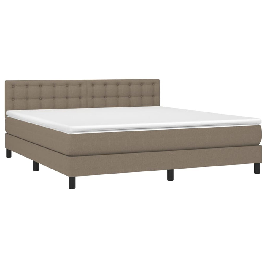 Boxspring met matras stof taupe 160x200 cm 160 x 200 cm Knopen