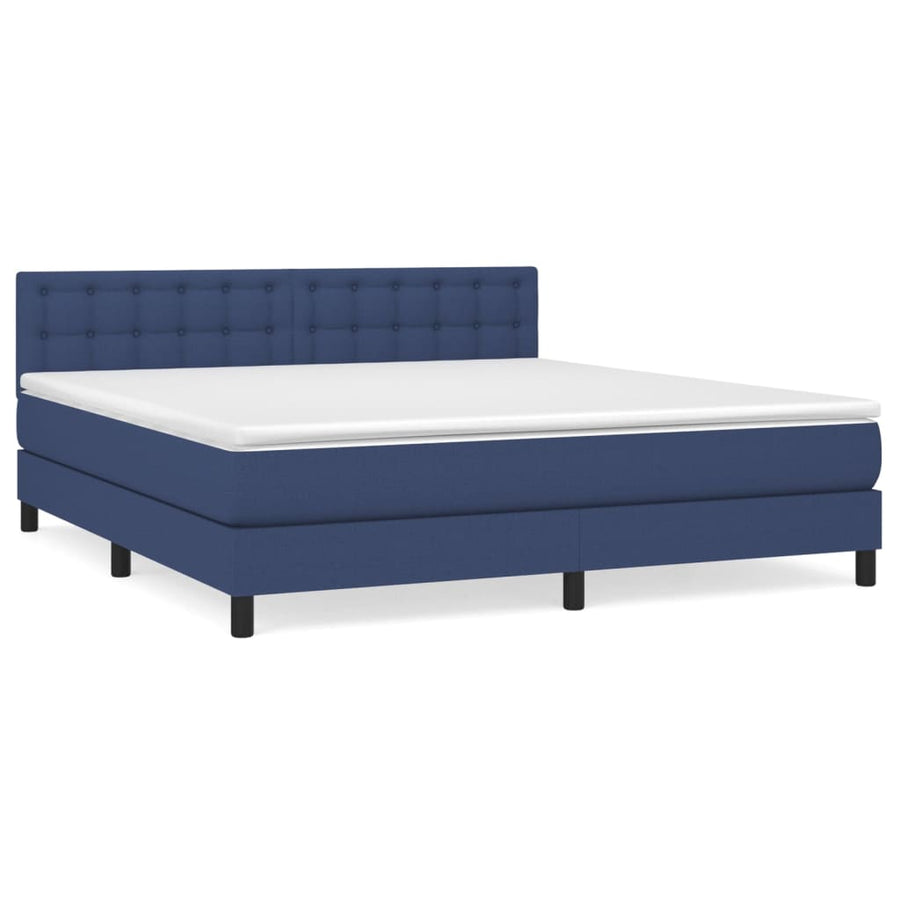 Boxspring Met Matras Stof Blauw 160 x 200 cm Knopen