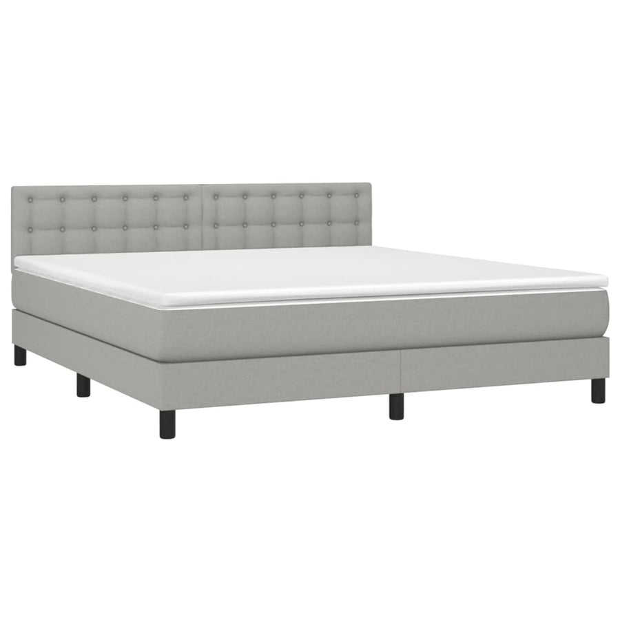 Boxspring Met Matras Stof Lichtgrijs 180 x 200 cm Knopen