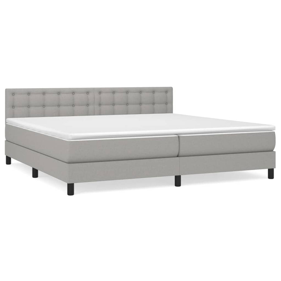 Boxspring Met Matras Stof Lichtgrijs 200 x 200 cm Knopen