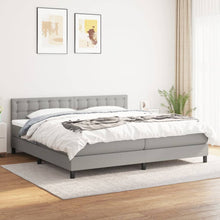 Boxspring Met Matras Stof Lichtgrijs 200 x 200 cm Knopen
