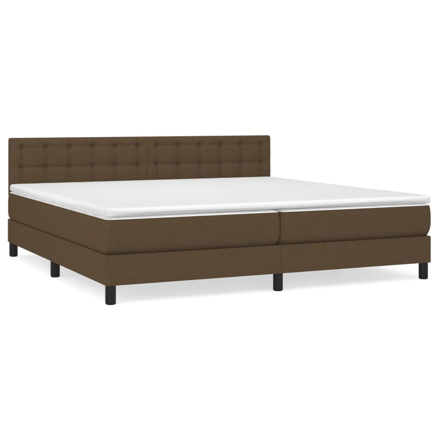 Boxspring Met Matras Stof Donkerbruin 200X200 Cm 200 x 200 cm Knopen