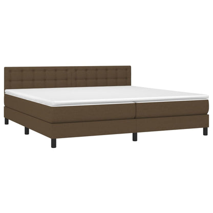 Boxspring Met Matras Stof Donkerbruin 200X200 Cm 200 x 200 cm Knopen