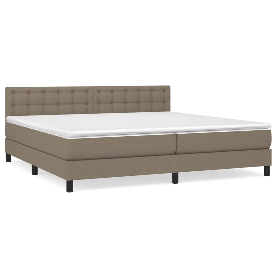 Boxspring Met Matras Stof Taupe 200X200 Cm Taupe 200 x 200 cm Knopen