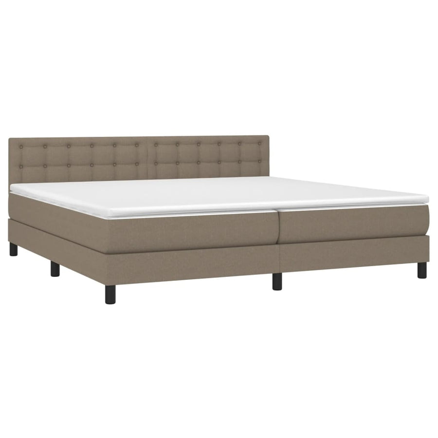 Boxspring Met Matras Stof Taupe 200X200 Cm Taupe 200 x 200 cm Knopen