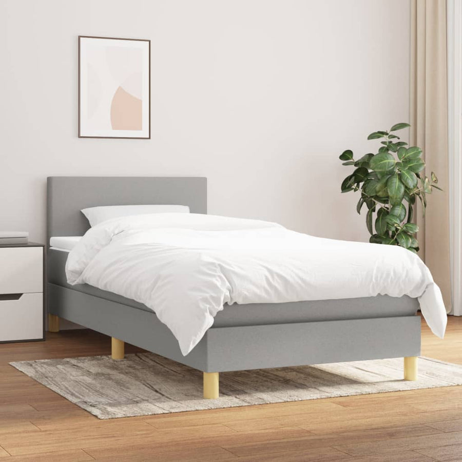 Boxspring Met Matras Stof Lichtgrijs 80 x 200 cm Effen ontwerp