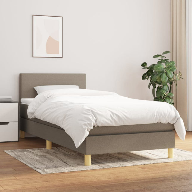 Boxspring Met Matras Stof Taupe 80 x 200 cm Effen ontwerp