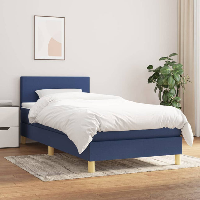 Boxspring Met Matras Stof Blauw 80 x 200 cm Effen ontwerp