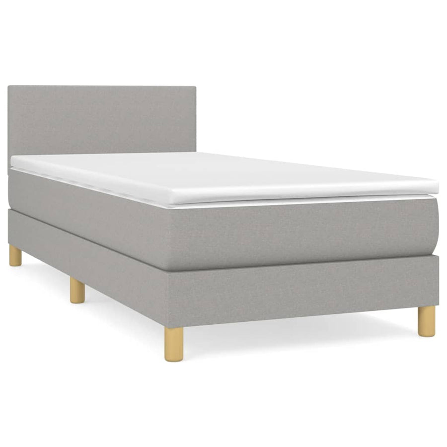Boxspring Met Matras Stof Lichtgrijs 90 x 190 cm Effen ontwerp