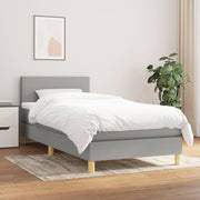 Boxspring 90x200 cm lichtgrijs met pocketvering matras