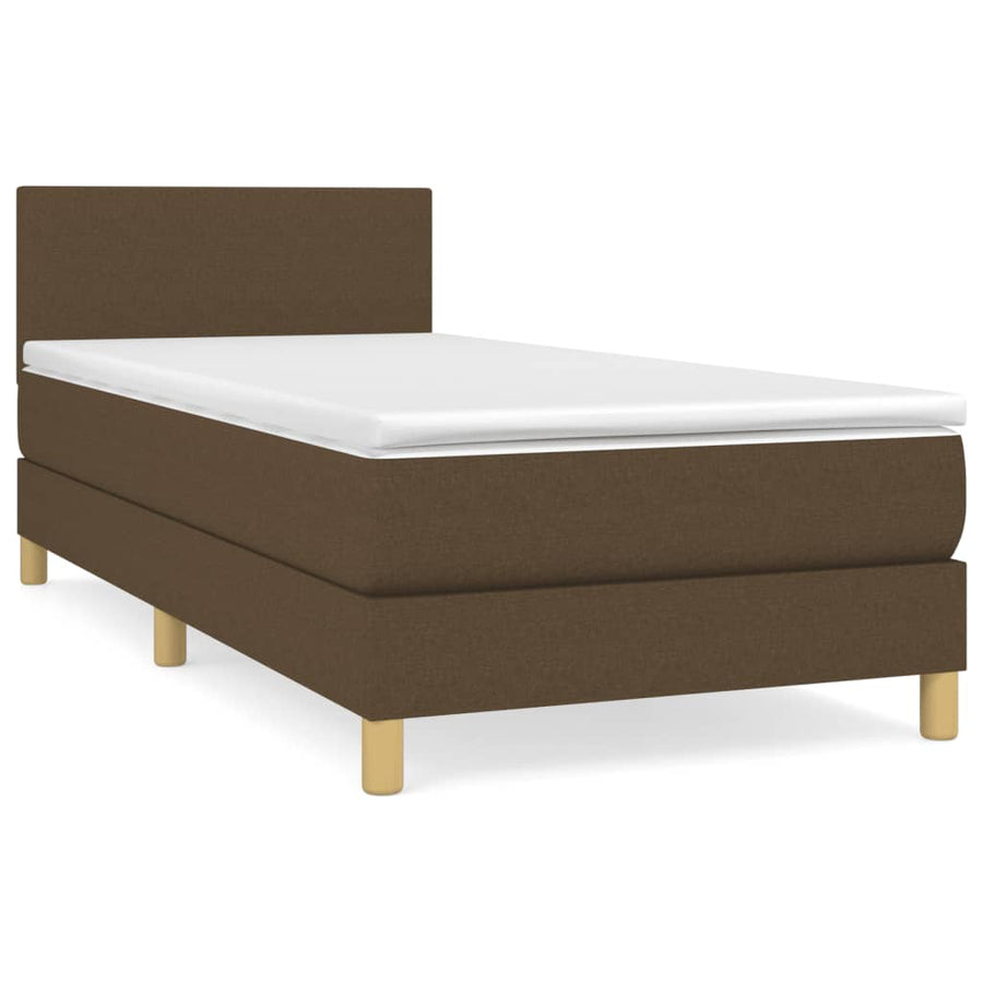 Boxspring Met Matras Stof Donkerbruin 90 x 200 cm Effen ontwerp