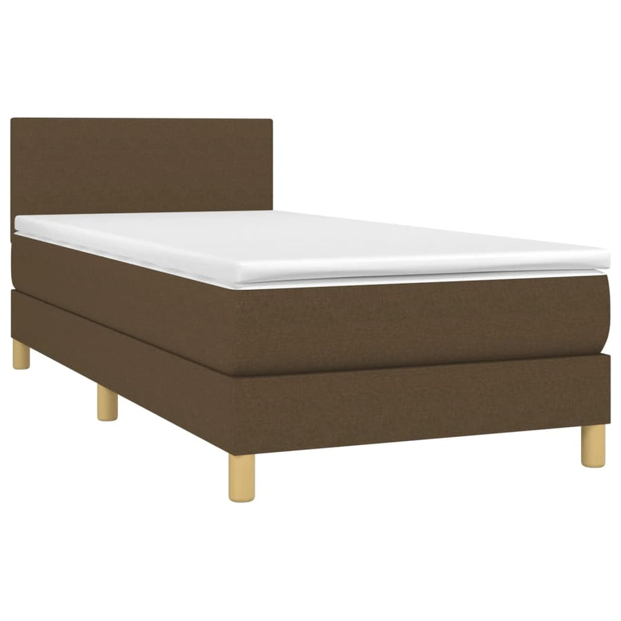 Boxspring Met Matras Stof Donkerbruin 90 x 200 cm Effen ontwerp
