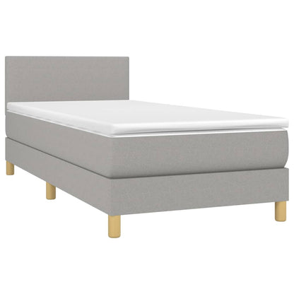 Boxspring Met Matras Stof Lichtgrijs 100 x 200 cm Effen ontwerp