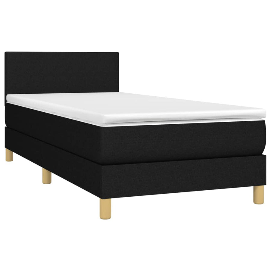 Boxspring Met Matras Stof Zwart 100 x 200 cm Effen ontwerp