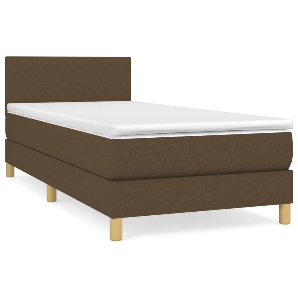 Boxspring Met Matras Stof Donkerbruin 100 x 200 cm Effen ontwerp