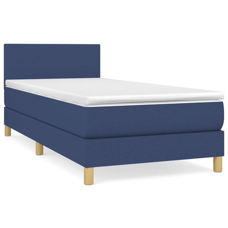 Boxspring Met Matras Stof Blauw 100 x 200 cm Effen ontwerp