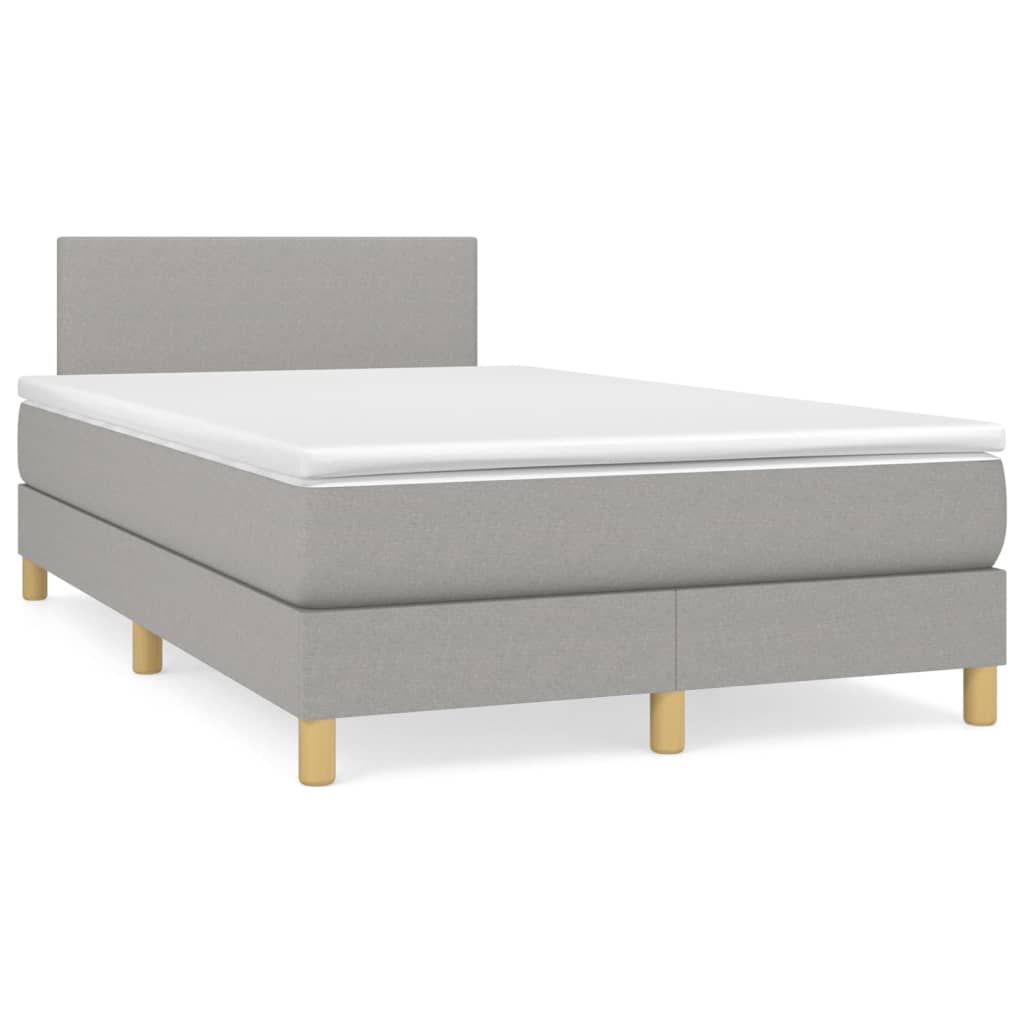 Boxspring Met Matras Stof Lichtgrijs 120 x 200 cm Effen ontwerp