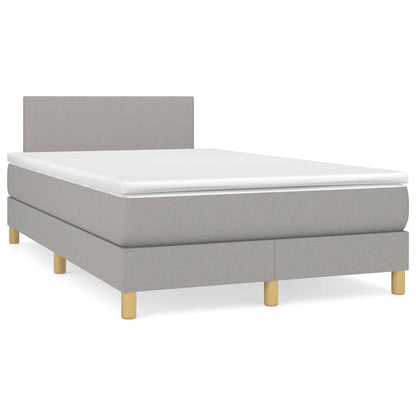Boxspring Met Matras Stof Lichtgrijs 120 x 200 cm Effen ontwerp