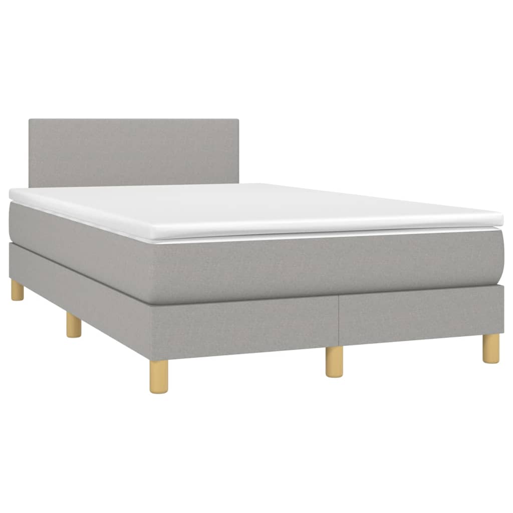 Boxspring Met Matras Stof Lichtgrijs 120 x 200 cm Effen ontwerp