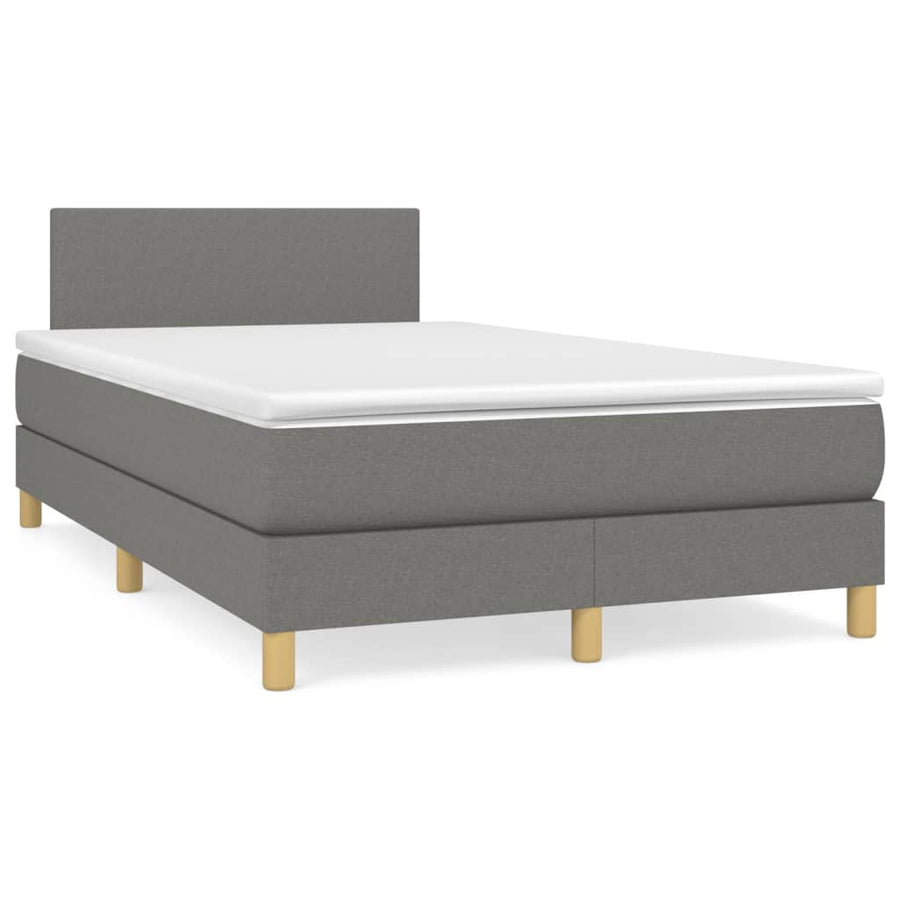 Boxspring Met Matras Stof Donkergrijs 120 x 200 cm Effen ontwerp