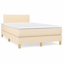 Boxspring met matras stof crèmekleurig 120x200 cm 120 x 200 cm Effen ontwerp