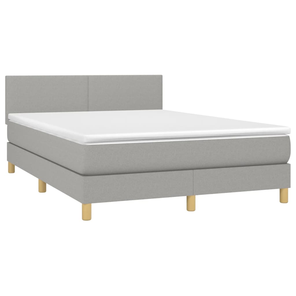 Boxspring Met Matras Stof Lichtgrijs 140 x 190 cm Effen ontwerp