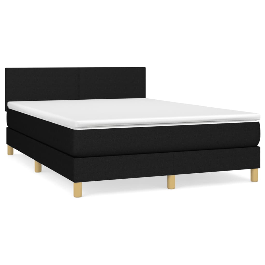 Boxspring Met Matras Stof Zwart 140 x 190 cm Effen ontwerp