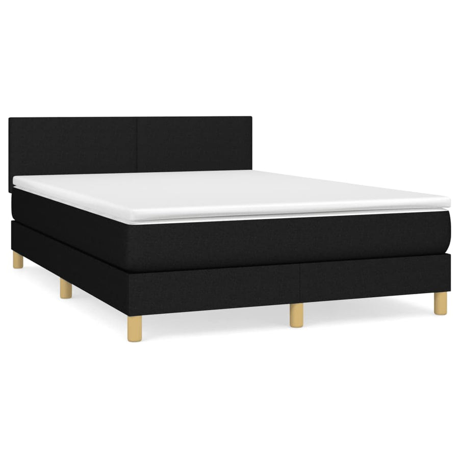Boxspring Met Matras Stof Zwart 140 x 190 cm Effen ontwerp