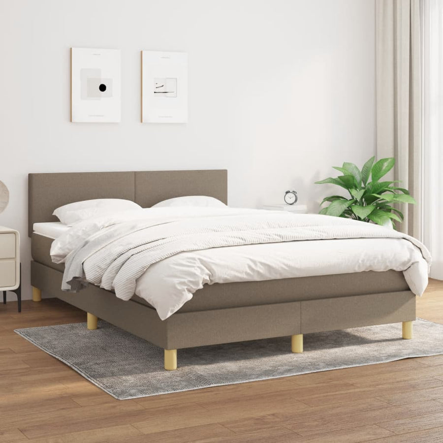 Boxspring Met Matras Stof Taupe 140 x 190 cm Effen ontwerp