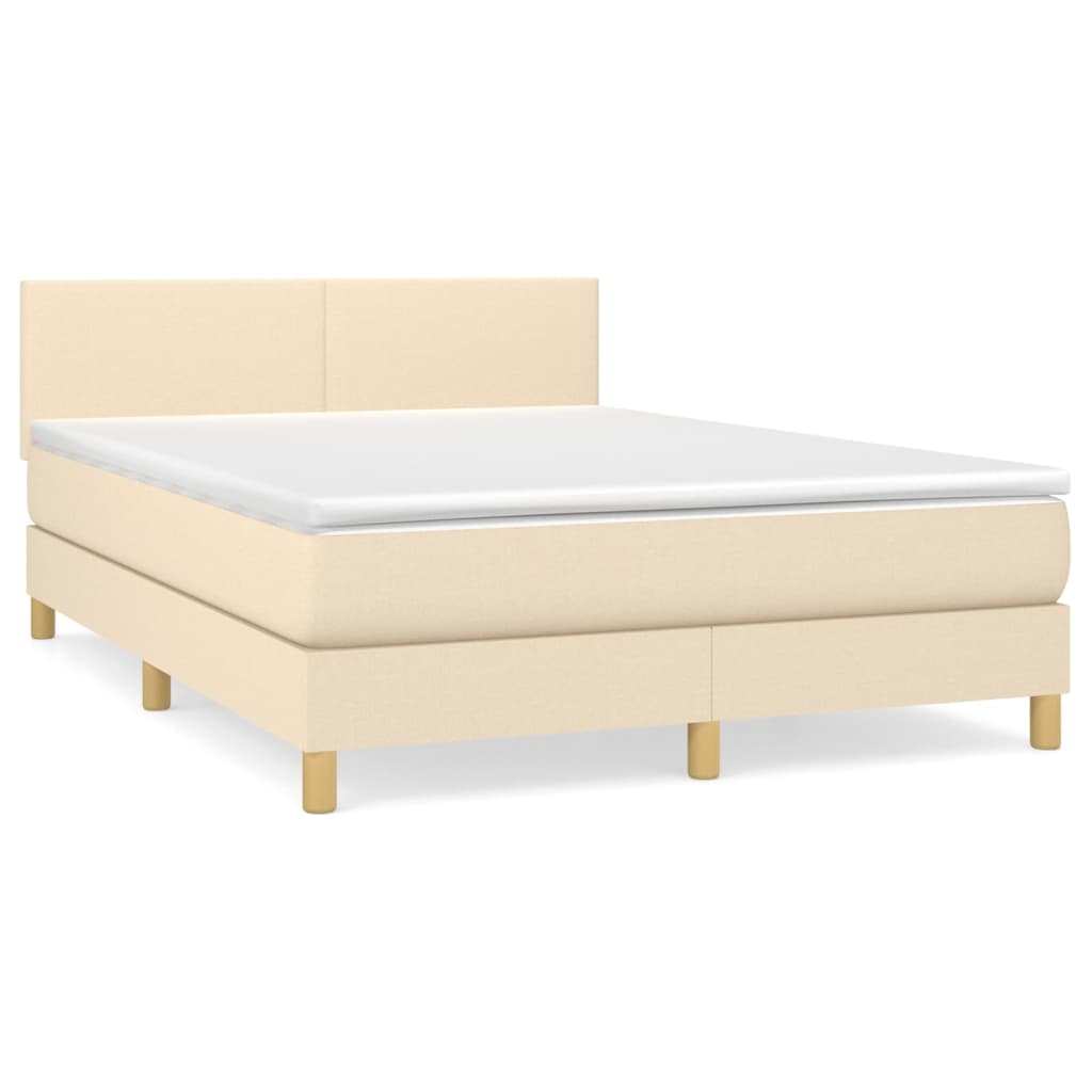 Boxspring met matras stof crèmekleurig 140x190 cm 140 x 190 cm Crème