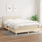 Boxspring met matras stof crèmekleurig 140x190 cm 140 x 190 cm Crème