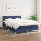 Boxspring met matras stof blauw 140x190 cm 140 x 190 cm Blauw