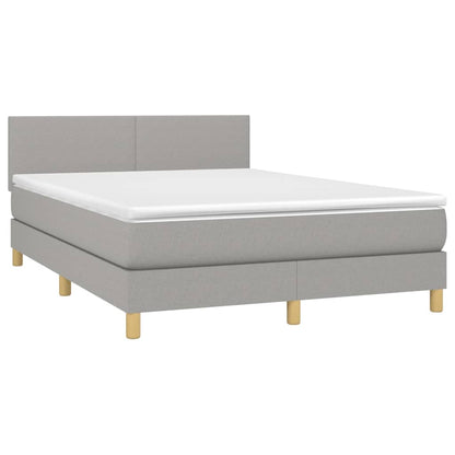 Boxspring Met Matras Stof Lichtgrijs 140 x 200 cm Effen ontwerp