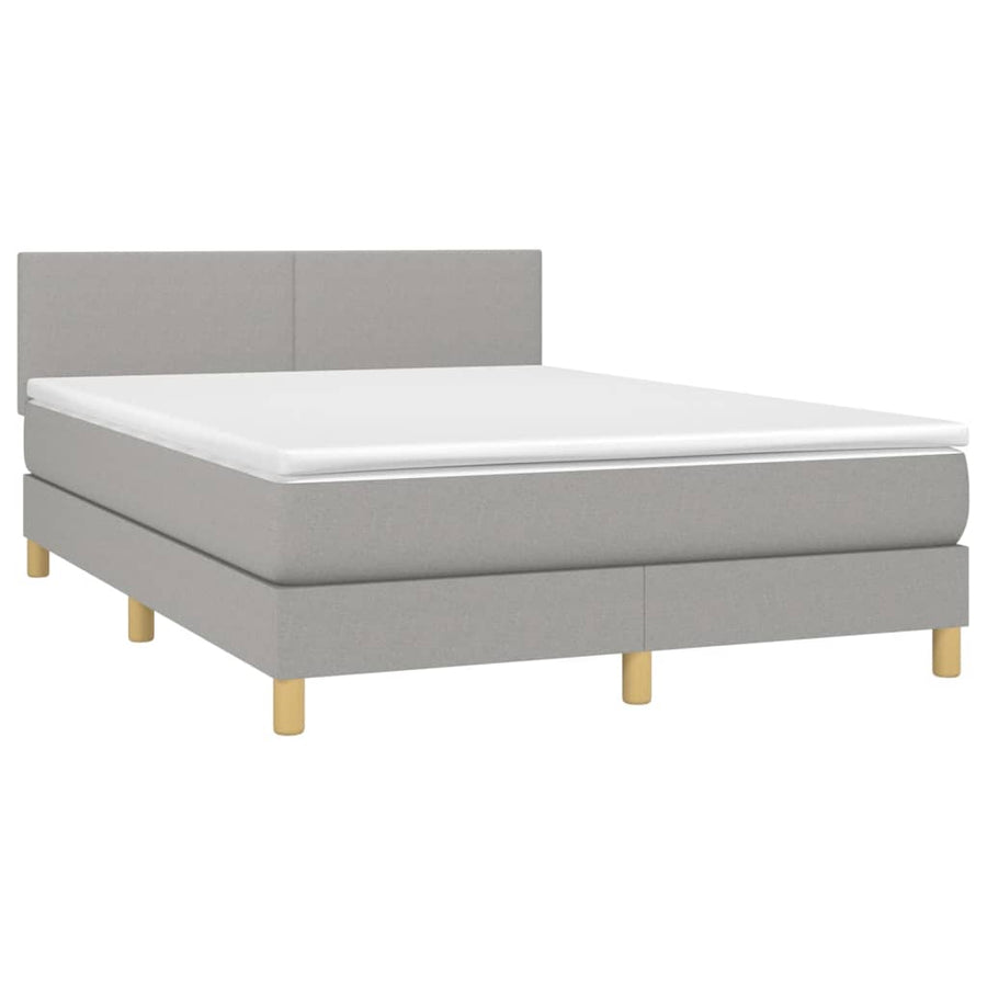 Boxspring Met Matras Stof Lichtgrijs 140 x 200 cm Effen ontwerp