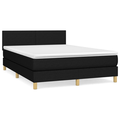 Boxspring Met Matras Stof Zwart 140 x 200 cm Effen ontwerp
