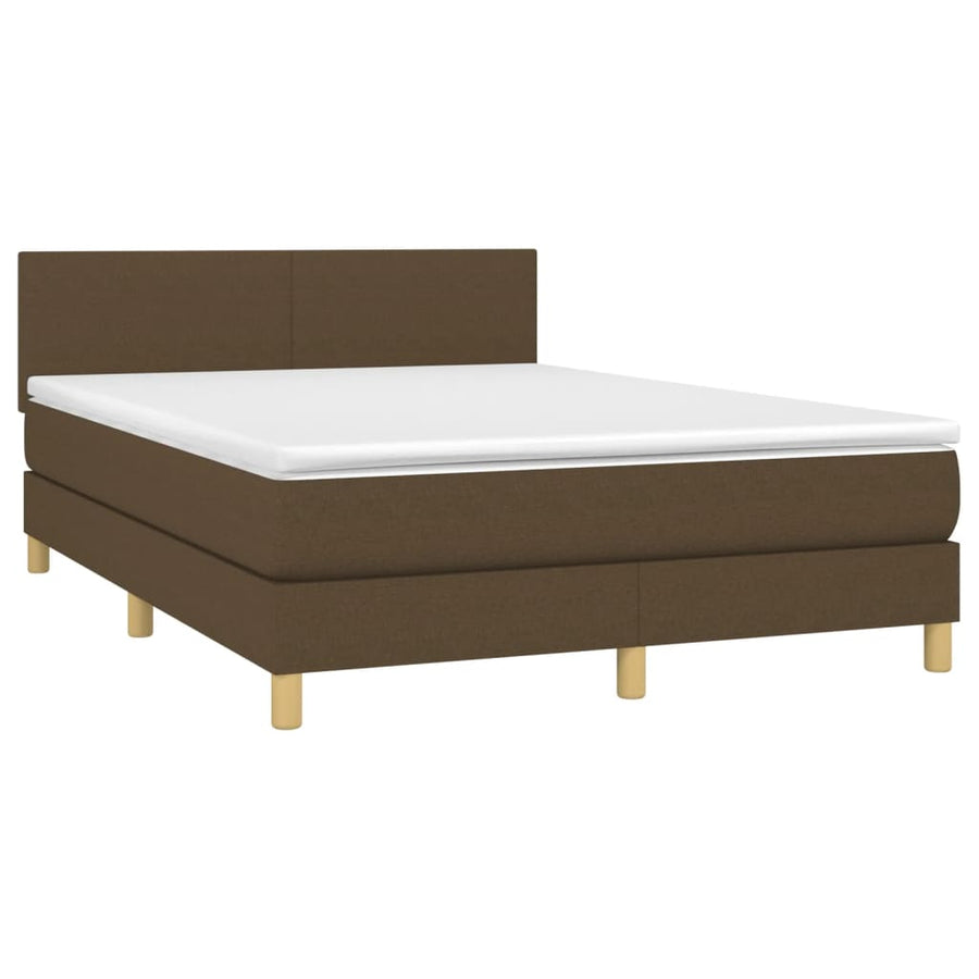 Boxspring Met Matras Stof Donkerbruin 140X200 Cm