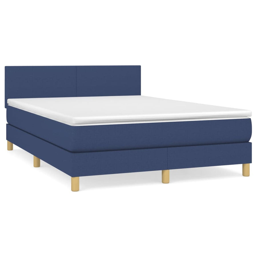 Boxspring Met Matras Stof Blauw 140 x 200 cm Effen ontwerp